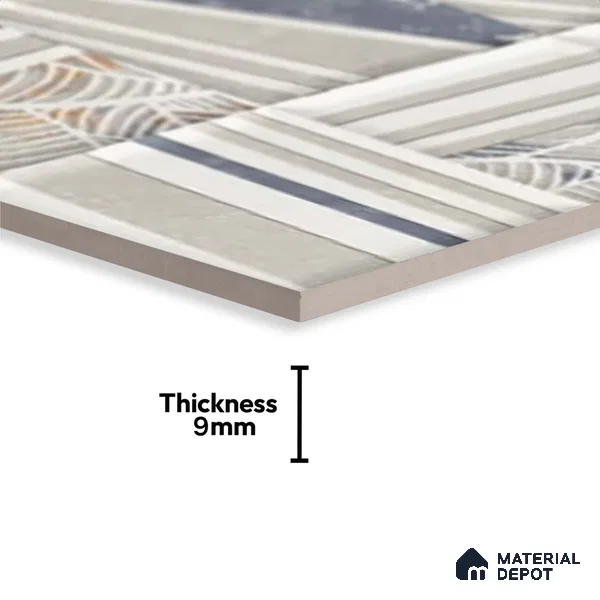 Patterned Wall Tile TL 09735 C 25144 2 ft x 1 ft Grey Ceramic Glossy Finish Highlighter 1 Tile - 9 mm | Ideal for Bathroom, Kitchen | Please Expect a Slight Variation of Pattern