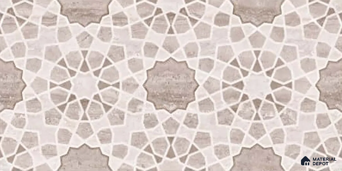 Patterned Wall Tile TL 09738 C 25147 2 ft x 1 ft Brown Ceramic Glossy Finish Highlighter 1 Tile - 9 mm | Ideal for Bathroom, Kitchen | Please Expect a Slight Variation of Pattern