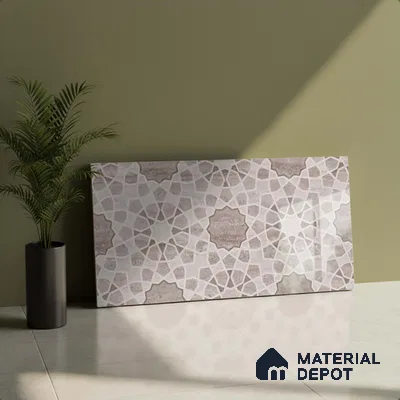 Patterned Wall Tile TL 09738 C 25147 2 ft x 1 ft Brown Ceramic Glossy Finish Highlighter 1 Tile - 9 mm | Ideal for Bathroom, Kitchen | Please Expect a Slight Variation of Pattern