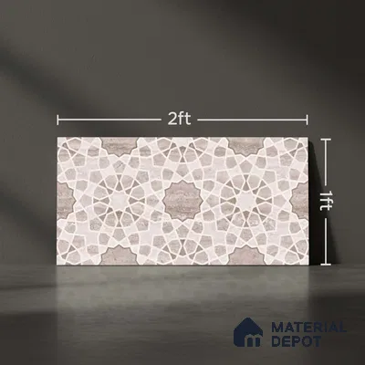 Patterned Wall Tile TL 09738 C 25147 2 ft x 1 ft Brown Ceramic Glossy Finish Highlighter 1 Tile - 9 mm | Ideal for Bathroom, Kitchen | Please Expect a Slight Variation of Pattern