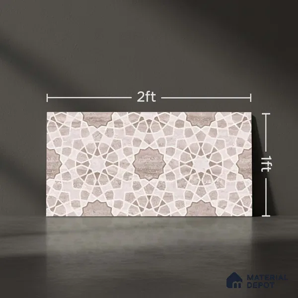 Patterned Wall Tile TL 09738 C 25147 2 ft x 1 ft Brown Ceramic Glossy Finish Highlighter 1 Tile - 9 mm | Ideal for Bathroom, Kitchen | Please Expect a Slight Variation of Pattern
