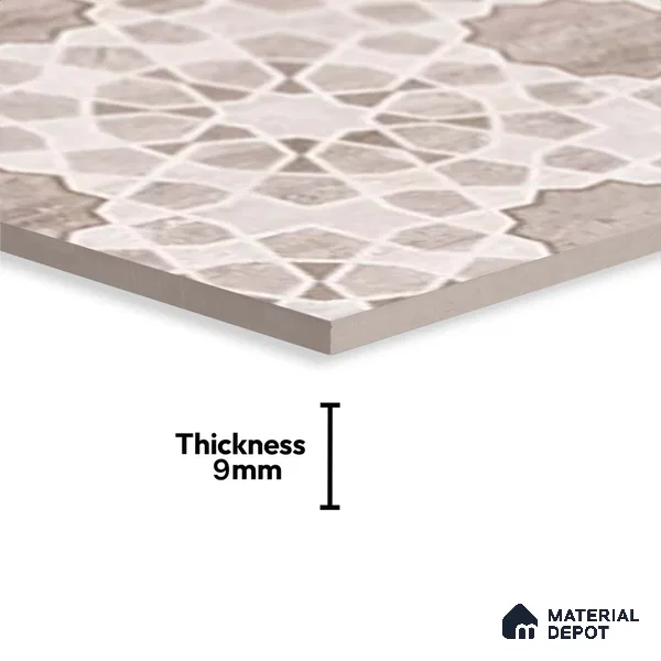 Patterned Wall Tile TL 09738 C 25147 2 ft x 1 ft Brown Ceramic Glossy Finish Highlighter 1 Tile - 9 mm | Ideal for Bathroom, Kitchen | Please Expect a Slight Variation of Pattern