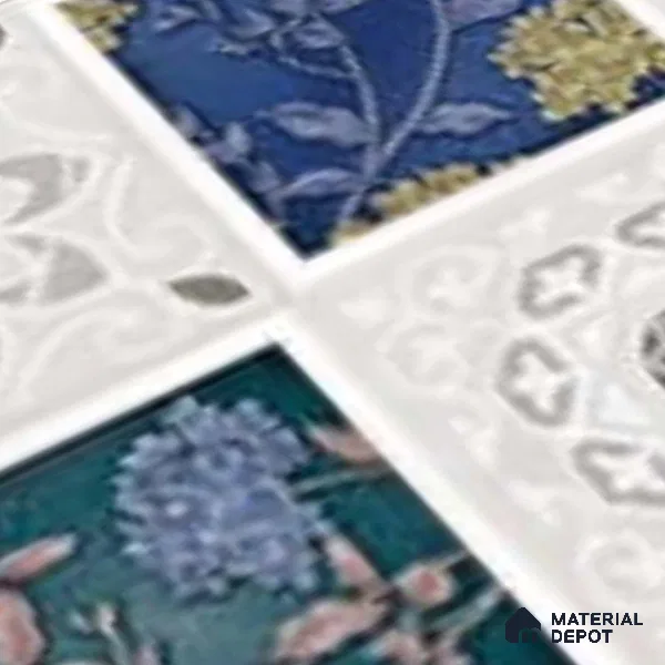 Patterned Wall Tile TL 09732 D 25003 2 ft x 1 ft Multi Colour Ceramic Glossy Finish Highlighter 2 Tile - 9 mm | Ideal for Bathroom, Kitchen | Please Expect a Slight Variation of Pattern