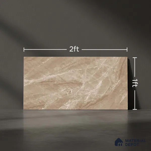 Marble Wall Tile TL 09731 B 24421 2 ft x 1 ft Brown Ceramic Glossy Finish Dark Tile - 9 mm | Ideal for Bathroom, Kitchen