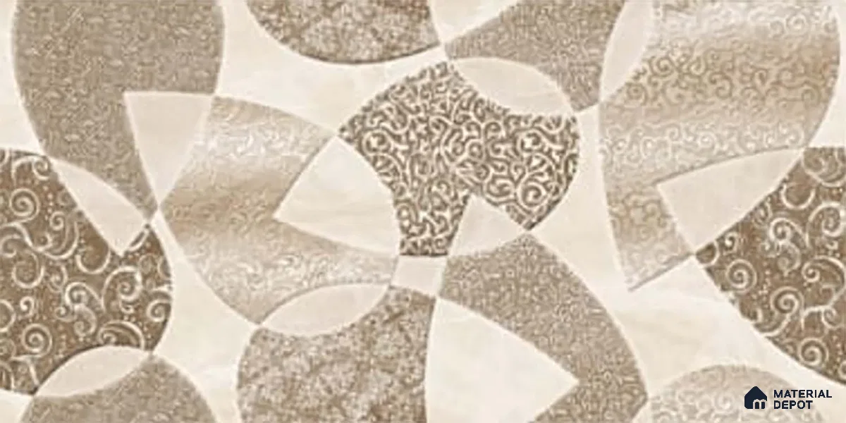 Patterned Wall Tile TL 09731 C 24421 2 ft x 1 ft Brown Ceramic Glossy Finish Highlighter 1 Tile - 9 mm | Ideal for Bathroom, Kitchen | Please Expect a Slight Variation of Pattern