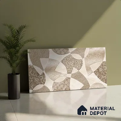 Patterned Wall Tile TL 09731 C 24421 2 ft x 1 ft Brown Ceramic Glossy Finish Highlighter 1 Tile - 9 mm | Ideal for Bathroom, Kitchen | Please Expect a Slight Variation of Pattern