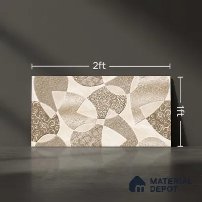 Patterned Wall Tile TL 09731 C 24421 2 ft x 1 ft Brown Ceramic Glossy Finish Highlighter 1 Tile - 9 mm | Ideal for Bathroom, Kitchen | Please Expect a Slight Variation of Pattern
