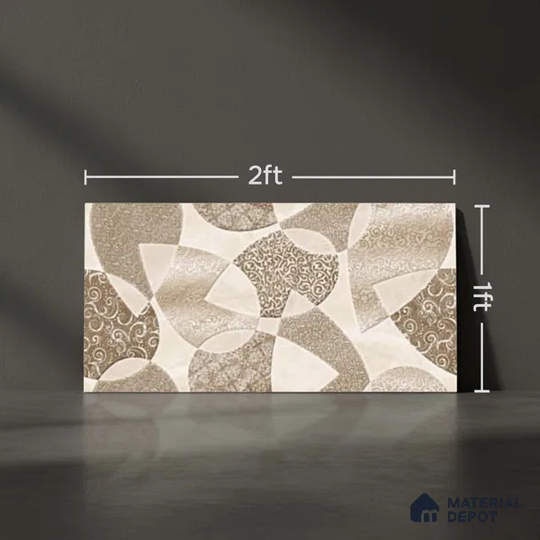 Patterned Wall Tile TL 09731 C 24421 2 ft x 1 ft Brown Ceramic Glossy Finish Highlighter 1 Tile - 9 mm | Ideal for Bathroom, Kitchen | Please Expect a Slight Variation of Pattern