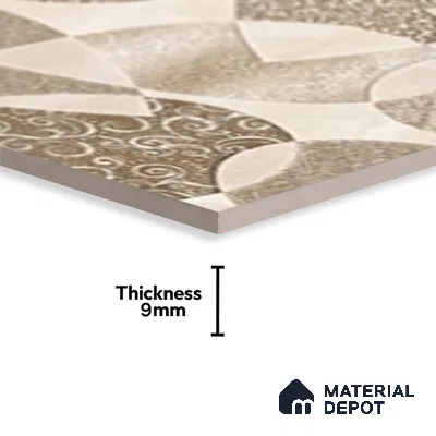 Patterned Wall Tile TL 09731 C 24421 2 ft x 1 ft Brown Ceramic Glossy Finish Highlighter 1 Tile - 9 mm | Ideal for Bathroom, Kitchen | Please Expect a Slight Variation of Pattern