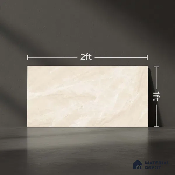 Marble Wall Tile TL 09731 24421 2 ft x 1 ft Cream Ceramic Glossy Finish Light Tile - 9 mm | Ideal for Bathroom, Kitchen