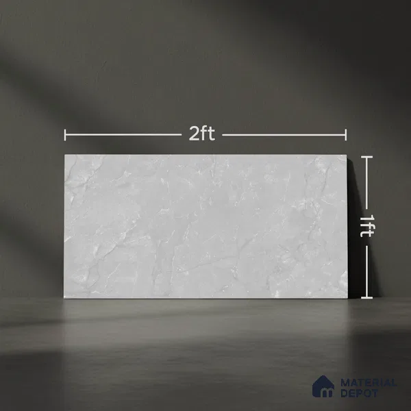 Marble Wall Tile TL 09749 C 2 ft x 1 ft Grey Ceramic Glossy Finish Highlighter 1 Tile - 9 mm | Ideal for Bathroom, Kitchen