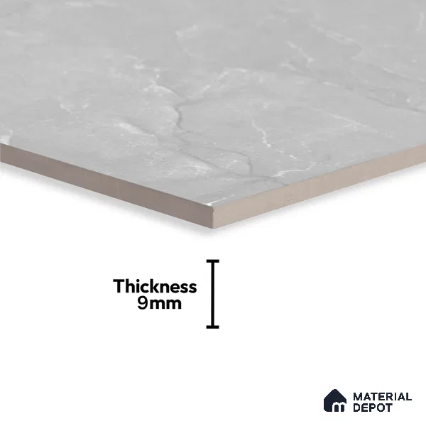 Marble Wall Tile TL 09749 C 2 ft x 1 ft Grey Ceramic Glossy Finish Highlighter 1 Tile - 9 mm | Ideal for Bathroom, Kitchen