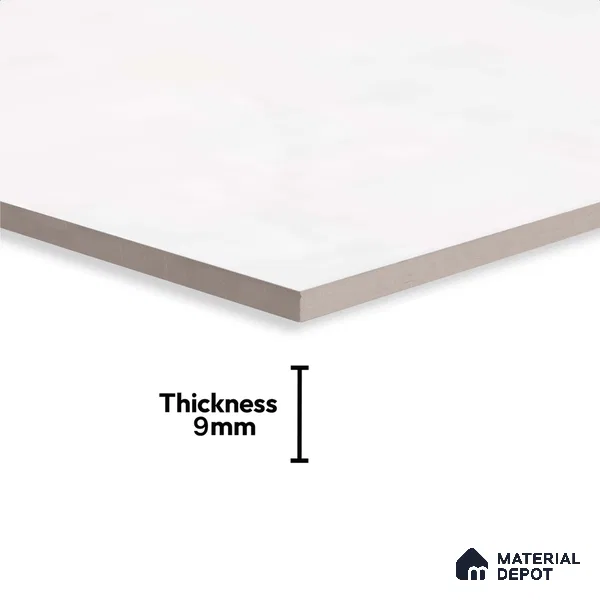 Marble Wall Tile TL 09749 2 ft x 1 ft White Ceramic Glossy Finish Light Tile - 9 mm | Ideal for Bathroom, Kitchen
