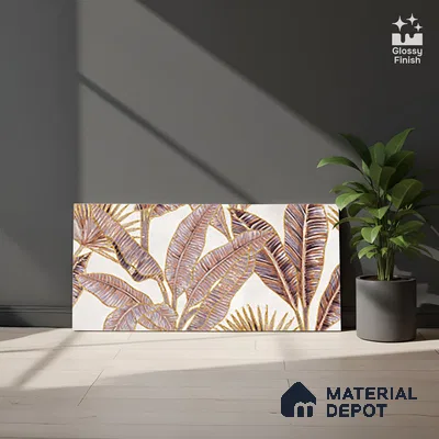 Floral Wall Tile TL 09994 B Fantasy Pink Baige - 1A 2 ft x 1 ft Pink Ceramic Glue Matte Finish Decor A Tile - 9 mm | Ideal for Living Room, Bathroom, Kitchen | Please Expect a Slight Variation of Pattern
