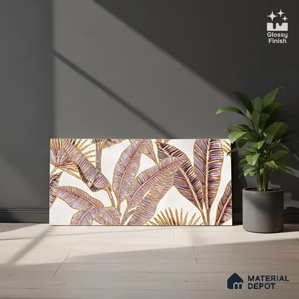 Floral Wall Tile TL 09994 B Fantasy Pink Baige - 1A 2 ft x 1 ft Pink Ceramic Glue Matte Finish Decor A Tile - 9 mm | Ideal for Living Room, Bathroom, Kitchen | Please Expect a Slight Variation of Pattern