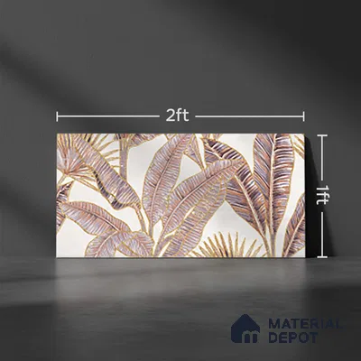 Floral Wall Tile TL 09994 B Fantasy Pink Baige - 1A 2 ft x 1 ft Pink Ceramic Glue Matte Finish Decor A Tile - 9 mm | Ideal for Living Room, Bathroom, Kitchen | Please Expect a Slight Variation of Pattern
