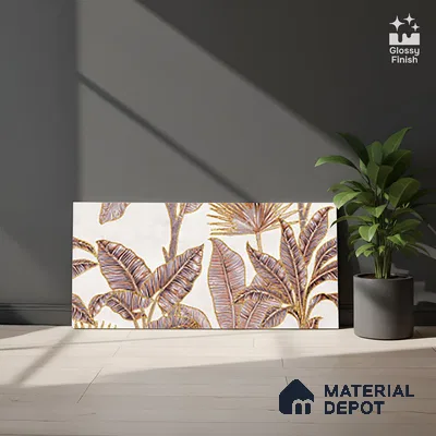Floral Wall Tile TL 09994 C Fantasy Pink Baige - 1B 2 ft x 1 ft Pink Ceramic Glue Matte Finish Decor B Tile - 9 mm | Ideal for Living Room, Bathroom, Kitchen | Please Expect a Slight Variation of Pattern