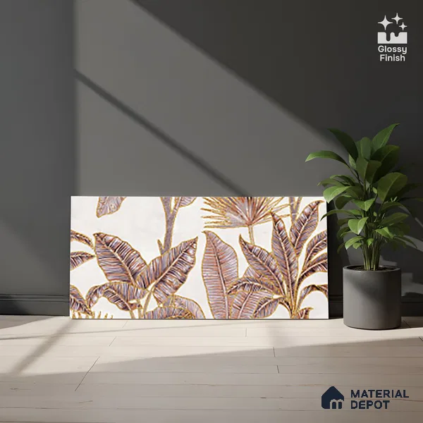 Floral Wall Tile TL 09994 C Fantasy Pink Baige - 1B 2 ft x 1 ft Pink Ceramic Glue Matte Finish Decor B Tile - 9 mm | Ideal for Living Room, Bathroom, Kitchen | Please Expect a Slight Variation of Pattern