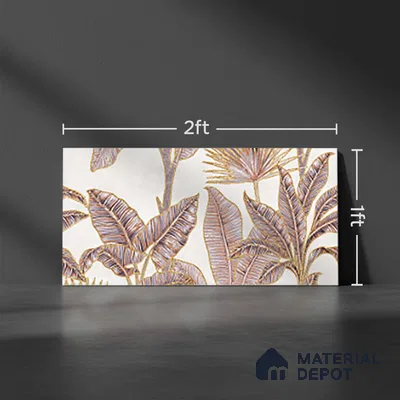 Floral Wall Tile TL 09994 C Fantasy Pink Baige - 1B 2 ft x 1 ft Pink Ceramic Glue Matte Finish Decor B Tile - 9 mm | Ideal for Living Room, Bathroom, Kitchen | Please Expect a Slight Variation of Pattern