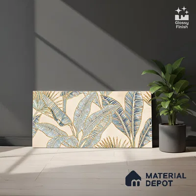 Floral Wall Tile TL 09994 E Fantasy Ivory Decor - 1A 2 ft x 1 ft Pink Ceramic Glue Matte Finish Decor A Tile - 9 mm | Ideal for Living Room, Bathroom, Kitchen | Please Expect a Slight Variation of Pattern