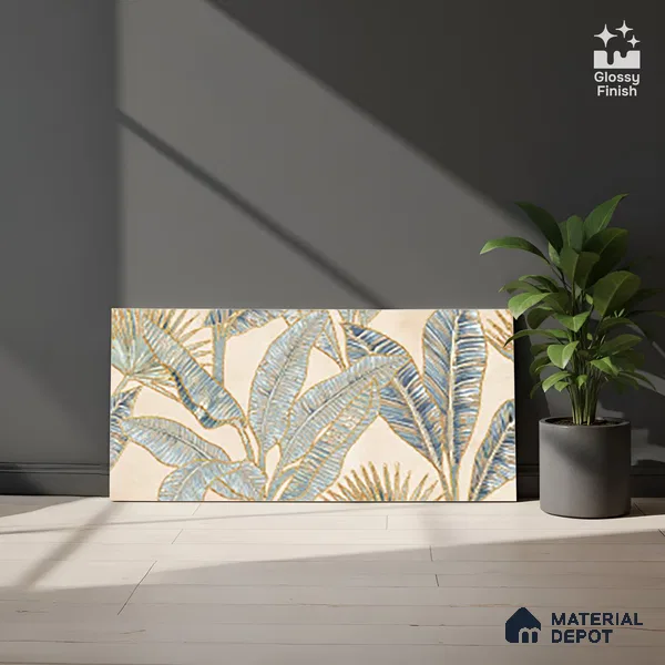 Floral Wall Tile TL 09994 E Fantasy Ivory Decor - 1A 2 ft x 1 ft Pink Ceramic Glue Matte Finish Decor A Tile - 9 mm | Ideal for Living Room, Bathroom, Kitchen | Please Expect a Slight Variation of Pattern