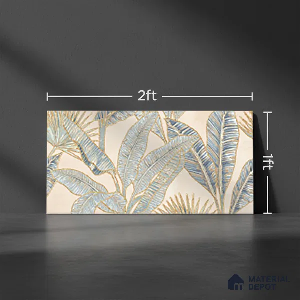 Floral Wall Tile TL 09994 E Fantasy Ivory Decor - 1A 2 ft x 1 ft Pink Ceramic Glue Matte Finish Decor A Tile - 9 mm | Ideal for Living Room, Bathroom, Kitchen | Please Expect a Slight Variation of Pattern