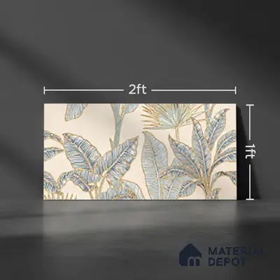 Floral Wall Tile TL 09994 F Fantasy Ivory Decor - 1B 2 ft x 1 ft Pink Ceramic Glue Matte Finish Decor B Tile - 9 mm | Ideal for Living Room, Bathroom, Kitchen | Please Expect a Slight Variation of Pattern