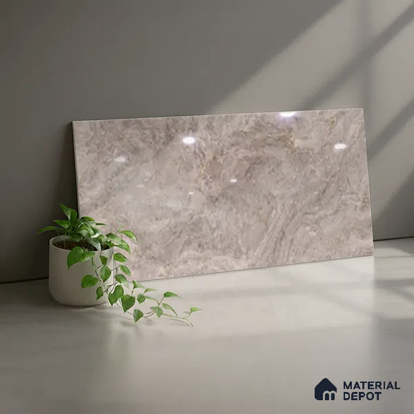 Marble Wall Tile TL 09750 B  2 ft x 1 ft  Ceramic Glossy Finish Dark Tile - 9 mm | Ideal for Bathroom, Kitchen