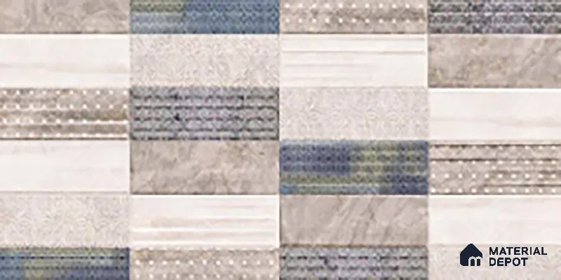 Patterned Wall Tile TL 09750 C  2 ft x 1 ft  Ceramic Glossy Finish Highlighter 1 Tile - 9 mm | Ideal for Bathroom, Kitchen | Please Expect a Slight Variation of Pattern