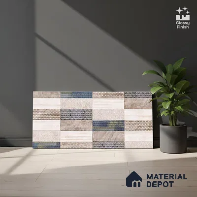 Patterned Wall Tile TL 09750 C  2 ft x 1 ft  Ceramic Glossy Finish Highlighter 1 Tile - 9 mm | Ideal for Bathroom, Kitchen | Please Expect a Slight Variation of Pattern