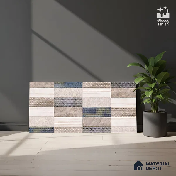 Patterned Wall Tile TL 09750 C 2 ft x 1 ft Ceramic Glossy Finish Highlighter 1 Tile - 9 mm | Ideal for Bathroom, Kitchen | Please Expect a Slight Variation of Pattern