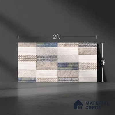 Patterned Wall Tile TL 09750 C  2 ft x 1 ft  Ceramic Glossy Finish Highlighter 1 Tile - 9 mm | Ideal for Bathroom, Kitchen | Please Expect a Slight Variation of Pattern