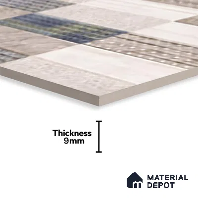 Patterned Wall Tile TL 09750 C  2 ft x 1 ft  Ceramic Glossy Finish Highlighter 1 Tile - 9 mm | Ideal for Bathroom, Kitchen | Please Expect a Slight Variation of Pattern