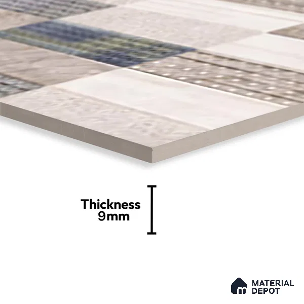 Patterned Wall Tile TL 09750 C 2 ft x 1 ft Ceramic Glossy Finish Highlighter 1 Tile - 9 mm | Ideal for Bathroom, Kitchen | Please Expect a Slight Variation of Pattern