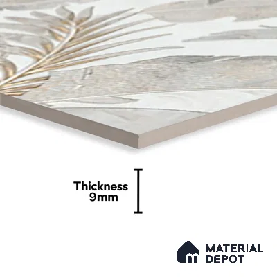 Floral Wall Tile TL 09997 B Leaf Silvar Decor 2 ft x 1 ft Silver Ceramic Glue Matte Finish Pattern 1 Tile - 9 mm | Ideal for Living Room, Bathroom, Kitchen | Please Expect a Slight Variation of Pattern