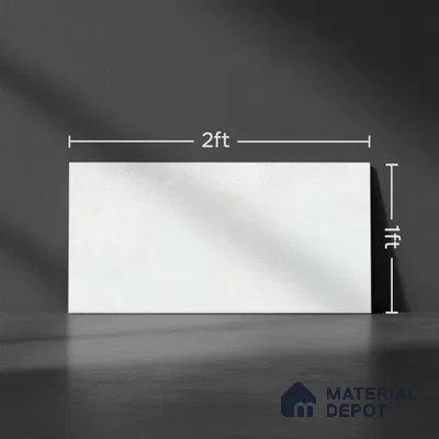 Stone Wall Tile TL 09997 Leaf Silvar 2 ft x 1 ft Silver Ceramic Glossy Finish Plain Tile - 9 mm | Ideal for Living Room, Bathroom, Kitchen