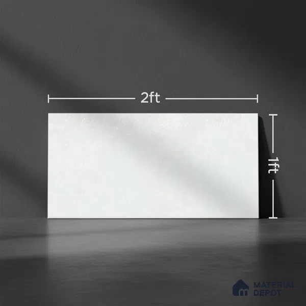 Stone Wall Tile TL 09997 Leaf Silvar 2 ft x 1 ft Silver Ceramic Glossy Finish Plain Tile - 9 mm | Ideal for Living Room, Bathroom, Kitchen