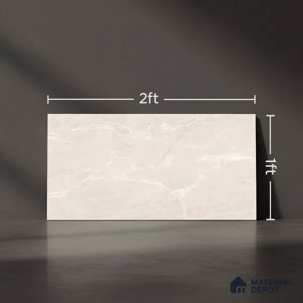 Marble Wall Tile TL 09748 B  2 ft x 1 ft Cream Ceramic Glossy Finish Light Tile - 9 mm | Ideal for Bathroom, Kitchen