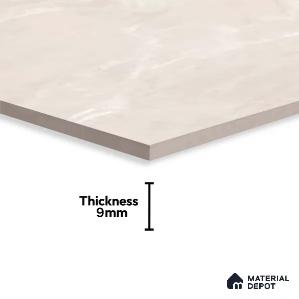Marble Wall Tile TL 09748 B  2 ft x 1 ft Cream Ceramic Glossy Finish Light Tile - 9 mm | Ideal for Bathroom, Kitchen