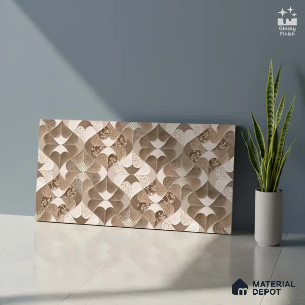 Patterned Wall Tile TL 09748  2 ft x 1 ft Multi Colour Ceramic Glossy Finish Highlighter 1 Tile - 9 mm | Ideal for Bathroom, Kitchen | Please Expect a Slight Variation of Pattern
