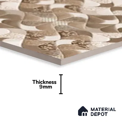 Patterned Wall Tile TL 09748  2 ft x 1 ft Multi Colour Ceramic Glossy Finish Highlighter 1 Tile - 9 mm | Ideal for Bathroom, Kitchen | Please Expect a Slight Variation of Pattern