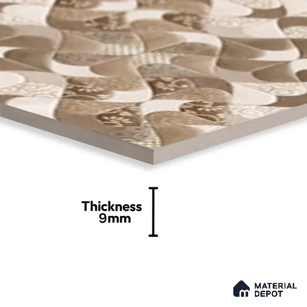 Patterned Wall Tile TL 09748  2 ft x 1 ft Multi Colour Ceramic Glossy Finish Highlighter 1 Tile - 9 mm | Ideal for Bathroom, Kitchen | Please Expect a Slight Variation of Pattern