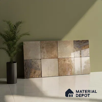 Stone Wall Tile TL 09729 B 24274 2 ft x 1 ft Brown Ceramic Glossy Finish Dark Tile - 9 mm | Ideal for Bathroom, Kitchen