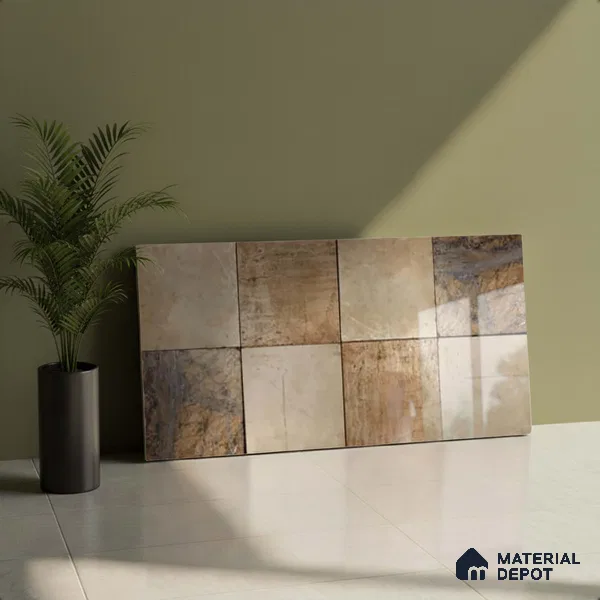 Stone Wall Tile TL 09729 B 24274 2 ft x 1 ft Brown Ceramic Glossy Finish Dark Tile - 9 mm | Ideal for Bathroom, Kitchen