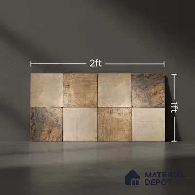 Stone Wall Tile TL 09729 B 24274 2 ft x 1 ft Brown Ceramic Glossy Finish Dark Tile - 9 mm | Ideal for Bathroom, Kitchen