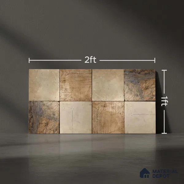Stone Wall Tile TL 09729 B 24274 2 ft x 1 ft Brown Ceramic Glossy Finish Dark Tile - 9 mm | Ideal for Bathroom, Kitchen