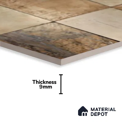 Stone Wall Tile TL 09729 B 24274 2 ft x 1 ft Brown Ceramic Glossy Finish Dark Tile - 9 mm | Ideal for Bathroom, Kitchen