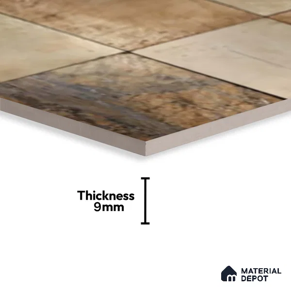 Stone Wall Tile TL 09729 B 24274 2 ft x 1 ft Brown Ceramic Glossy Finish Dark Tile - 9 mm | Ideal for Bathroom, Kitchen