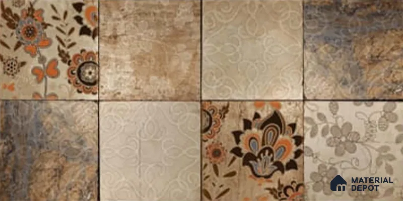 Patterned Wall Tile TL 09729 C 24274 2 ft x 1 ft Brown Ceramic Glossy Finish Highlighter 1 Tile - 9 mm | Ideal for Bathroom, Kitchen | Please Expect a Slight Variation of Pattern