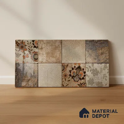 Patterned Wall Tile TL 09729 C 24274 2 ft x 1 ft Brown Ceramic Glossy Finish Highlighter 1 Tile - 9 mm | Ideal for Bathroom, Kitchen | Please Expect a Slight Variation of Pattern
